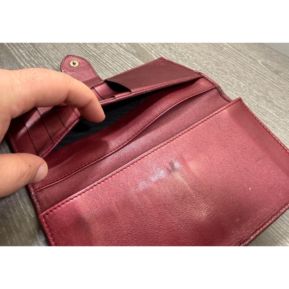 Gucci Lovely Heart GG Guccissima Logo Burgundy Leather Long Wallet  203550 - Picture 6 of 7